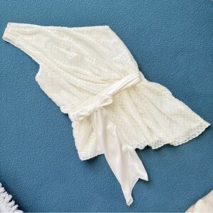 Ramy Brook One-Shoulder Velvet Tie Waist Top